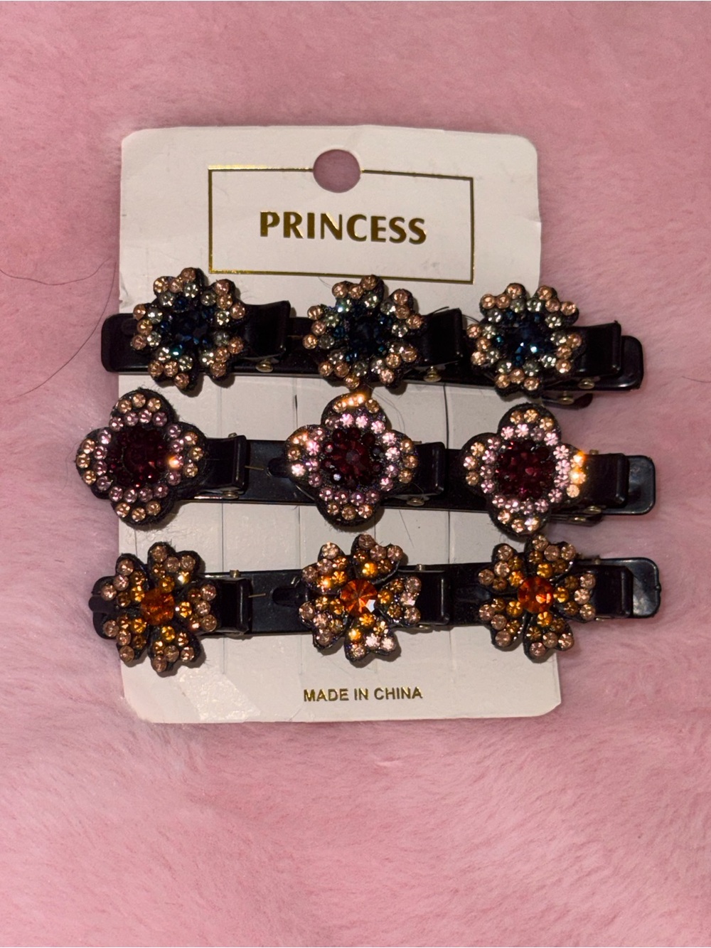 Princess Rhinestone Viral Braided Hair Clips Set Y2K Barrettes NWT